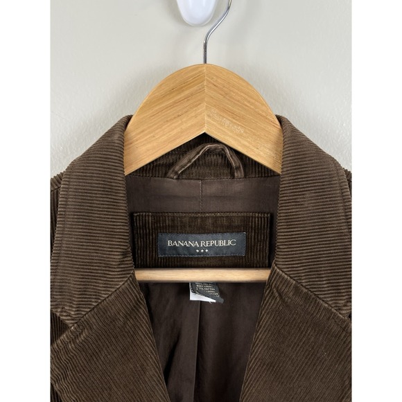 Banana Republic Mens‎ Sz Lg Vtg Y2K Chocolate Brown 3 Button Corduroy Blazer - Picture 3 of 16